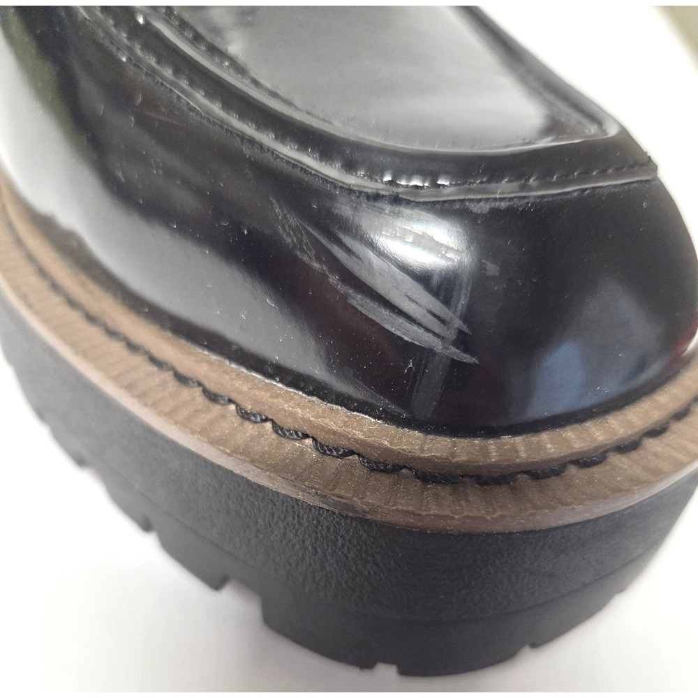 Sam Edelman NY Laurs Loafers Lug Sole Shoes Patent Black Horse Bit Gold 11M - Picture 15 of 16